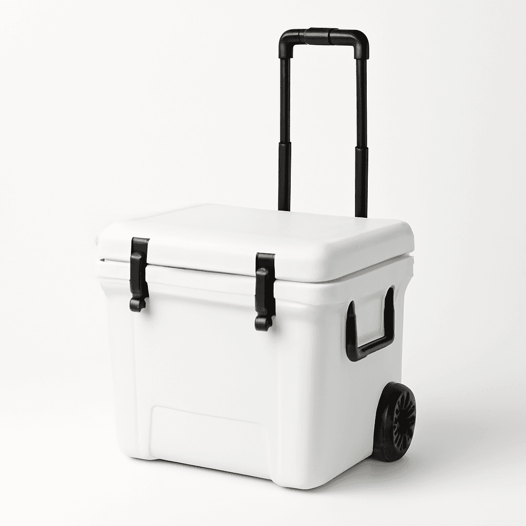 Hard cooler with wheels